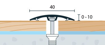 Prechodová lišta WELL orech prisca 40 mm, nivelácia 0-10 mm