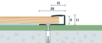 Ukovčovacia lišta vŕtaná dub robur 28x11 mm, hrúbka 8 mm