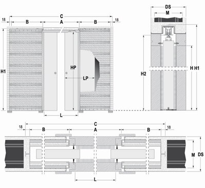 Stavebné puzdro ECLISSE EWOLUTO dvojkrídlové 1450x2100 mm, murivo