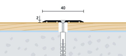 Prechodová lišta vŕtaná šampanská matná 40x2