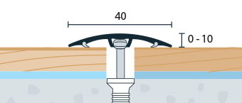 Prechodová lišta WELL šampanská matná 40 mm, nivelácia 0-10 mm