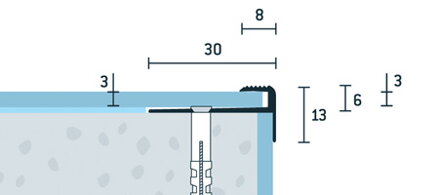 Schodová lišta ohýbateľný bronzová matná 30x13 mm, hrúbka 3 mm