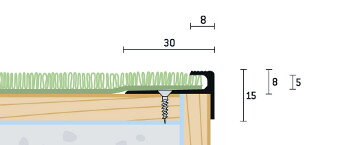 Schodová lišta vŕtaná zlatá matná 30x15 mm, hrúbka 5 mm