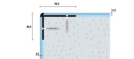 Schodová hrana vŕtaná bronzová matná 39,5x29,5 mm, hrúbka 2,5 mm