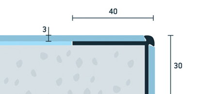Schodová hrana vŕtaná strieborná matná 40x30 mm, hrúbka 3 mm