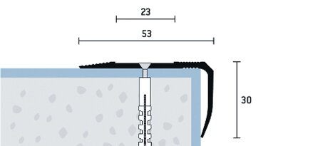 Schodová hrana vŕtaná so samolepiacou krycou páskou bronzová matná 53x30 mm