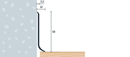 Soklová lišta strieborná matná 58x12 mm