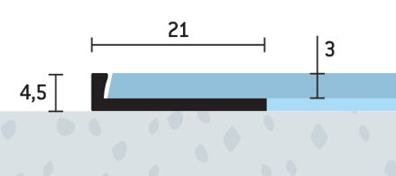 Ukovčovacia lišta ohýbateľný prírodný hliník 21x4,5 mm, hrúbka 3 mm
