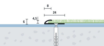 Ukovčovacia lišta vŕtaná strieborná matná 24x6 mm, hrúbka 4,5 mm