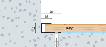 Ukovčovacia lišta vŕtaná bronzová matná 28x13 mm, hrúbka 9 - 10,2 mm