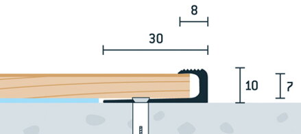 Ukovčovacia lišta vŕtaná zlatá matná 30x10 mm, hrúbka 7 mm