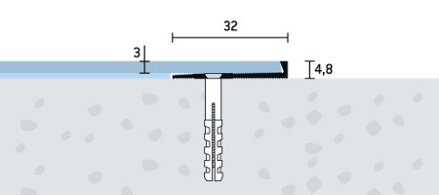 Ukovčovacia lišta vŕtaná zlatá matná 32x4,8 mm, hrúbka 3 mm