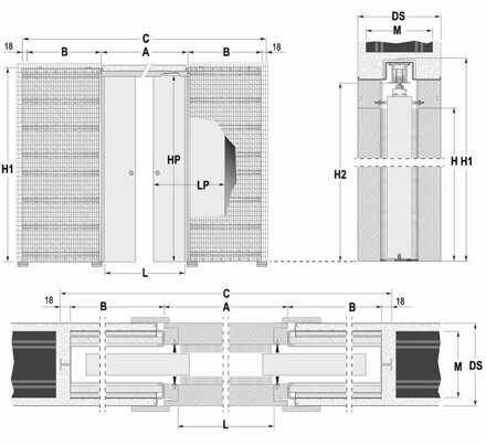 Stavebné puzdro ECLISSE EWOLUTO dvojkrídlové 2050x2100 mm, murivo