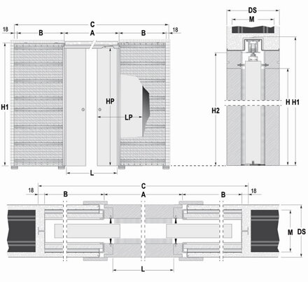 Stavebné puzdro ECLISSE EWOLUTO dvojkrídlové 1250x2100 mm, murivo