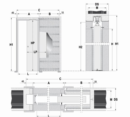 Stavebné puzdro ECLISSE EWOLUTO jednokrídlové 600x1970 mm, murivo