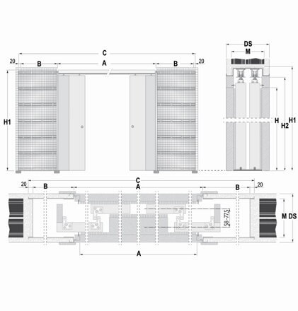 Stavebné puzdro ECLISSE TELESKOPICKÉ dvojité 4420x2100 mm, murivo