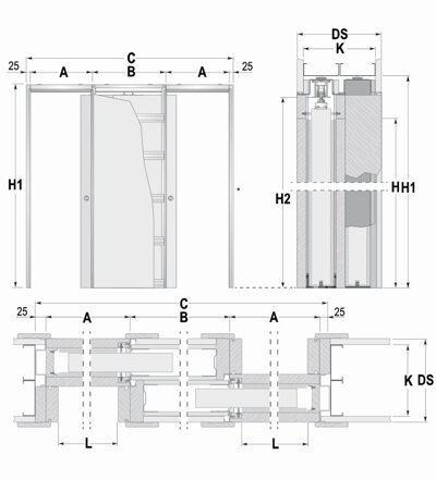 Stavebné puzdro ECLISSE ZÁKRYT 1000x2100 mm, sadrokartón