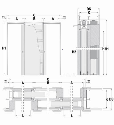 Stavebné puzdro ECLISSE ZÁKRYT 800x2100 mm, sadrokartón